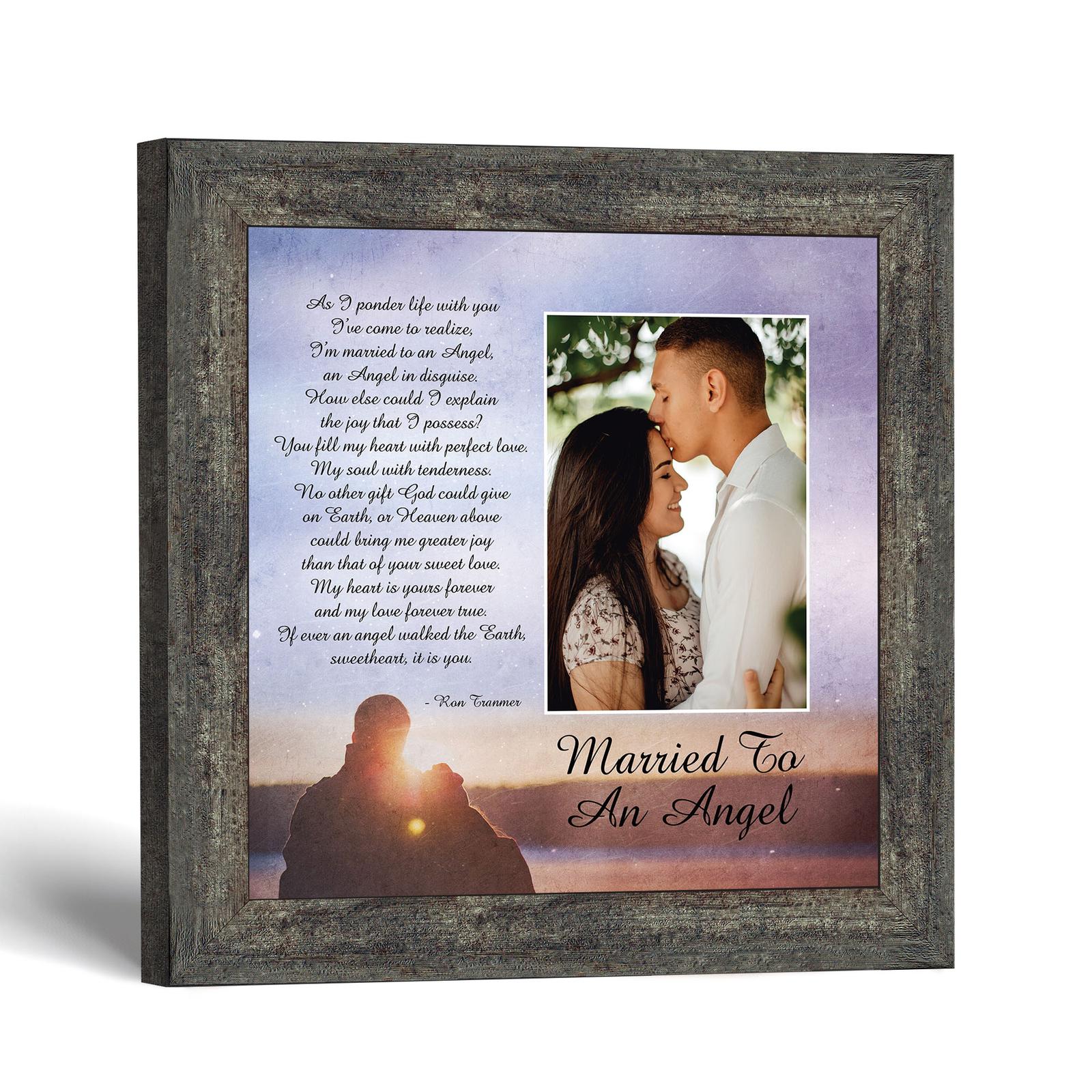 Married to an Angel picture frame with photo opening by Crossroads Home Decor