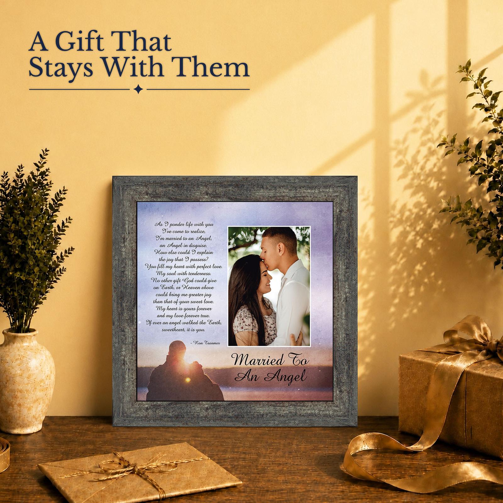 Anniversary gift - picture frame with photo opening for a husband or wife