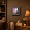 Memorial framed wall art displayed on a bedside table