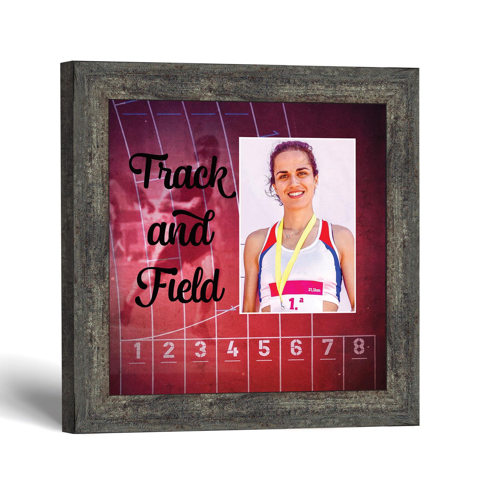 Track and Field picture frame with photo opening by Crossroads Home Decor
