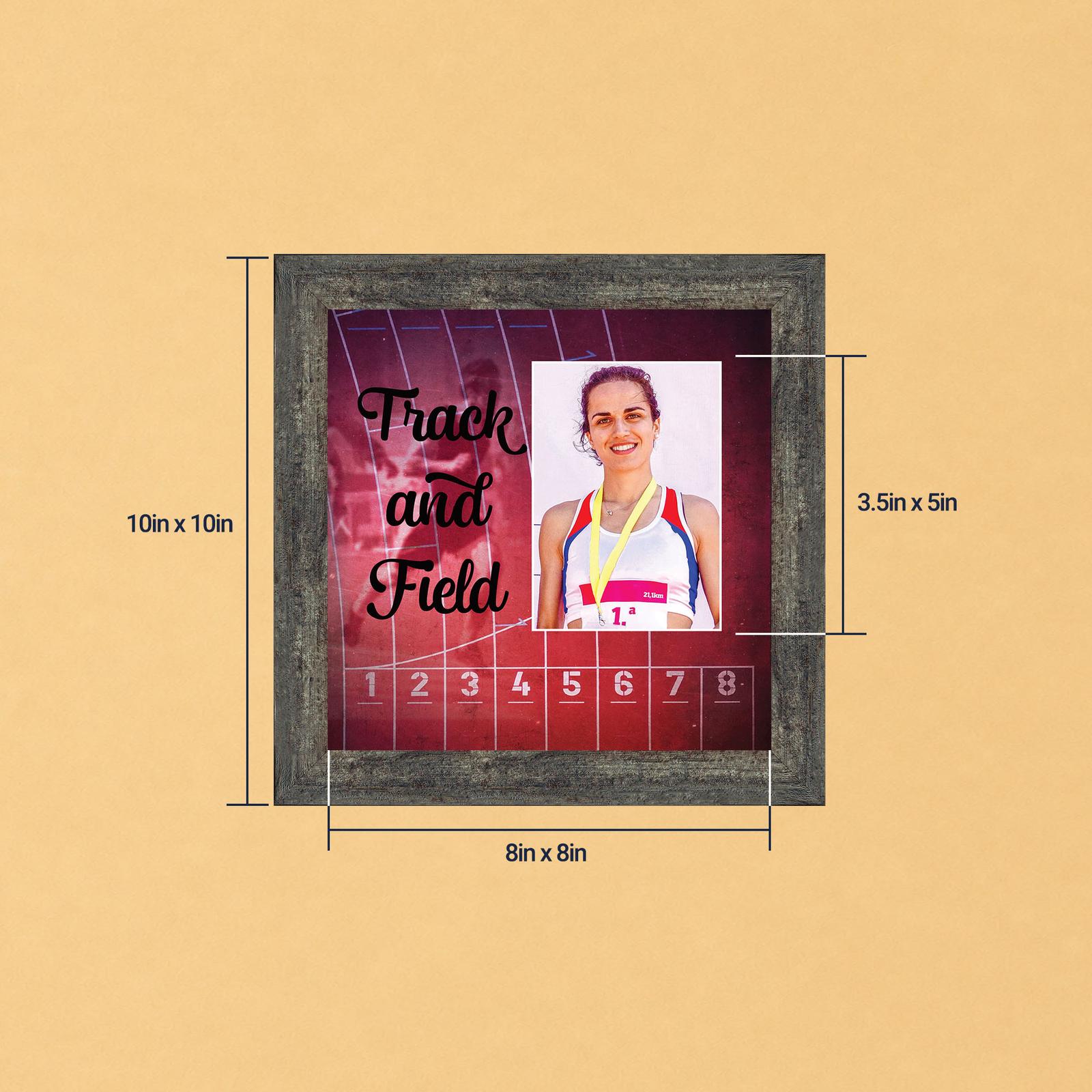 Track and Field picture frame with photo opening by Crossroads Home Decor