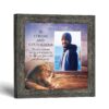 Be Strong and Courageous Joshua 1:9 lion picture frame with photo opening by Crossroads Home Decor