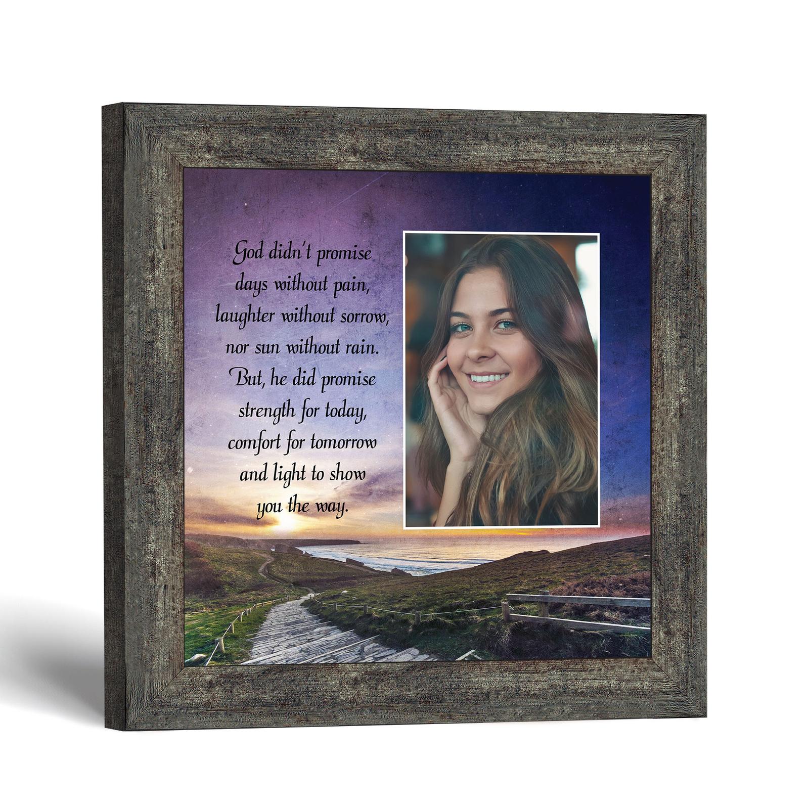God Didn't Promise framed print with photo opening - God Didn't Promise Days Without Pain by Crossroads Home Decor