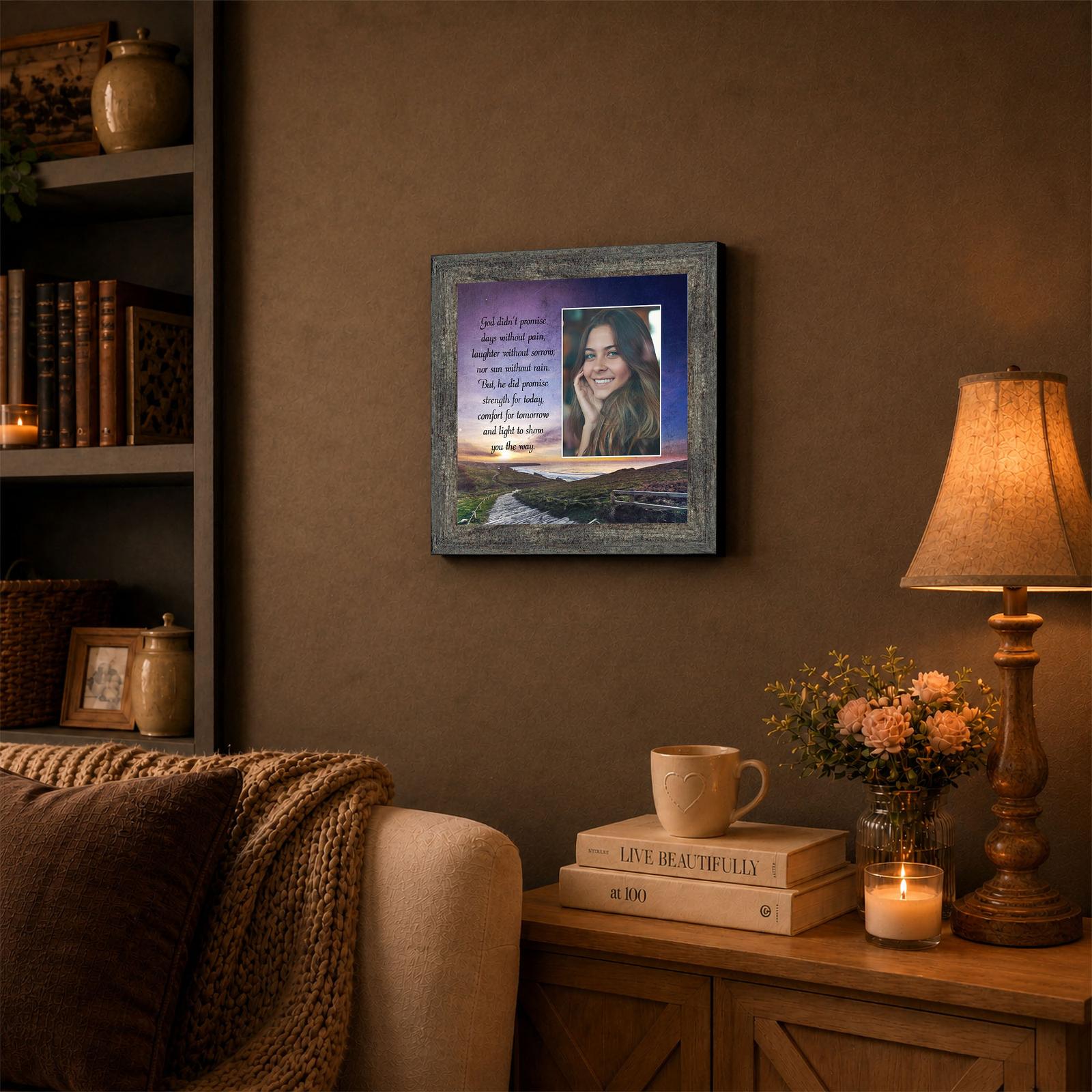 God Didn't Promise framed wall art displayed in a bedroom