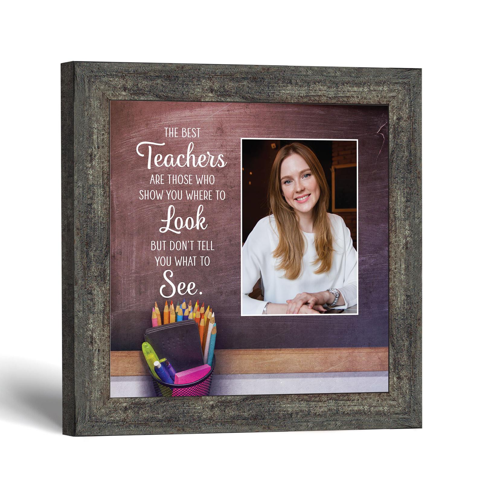 Thank You Teacher picture frame with photo opening, chalkboard quote by Crossroads Home Decor