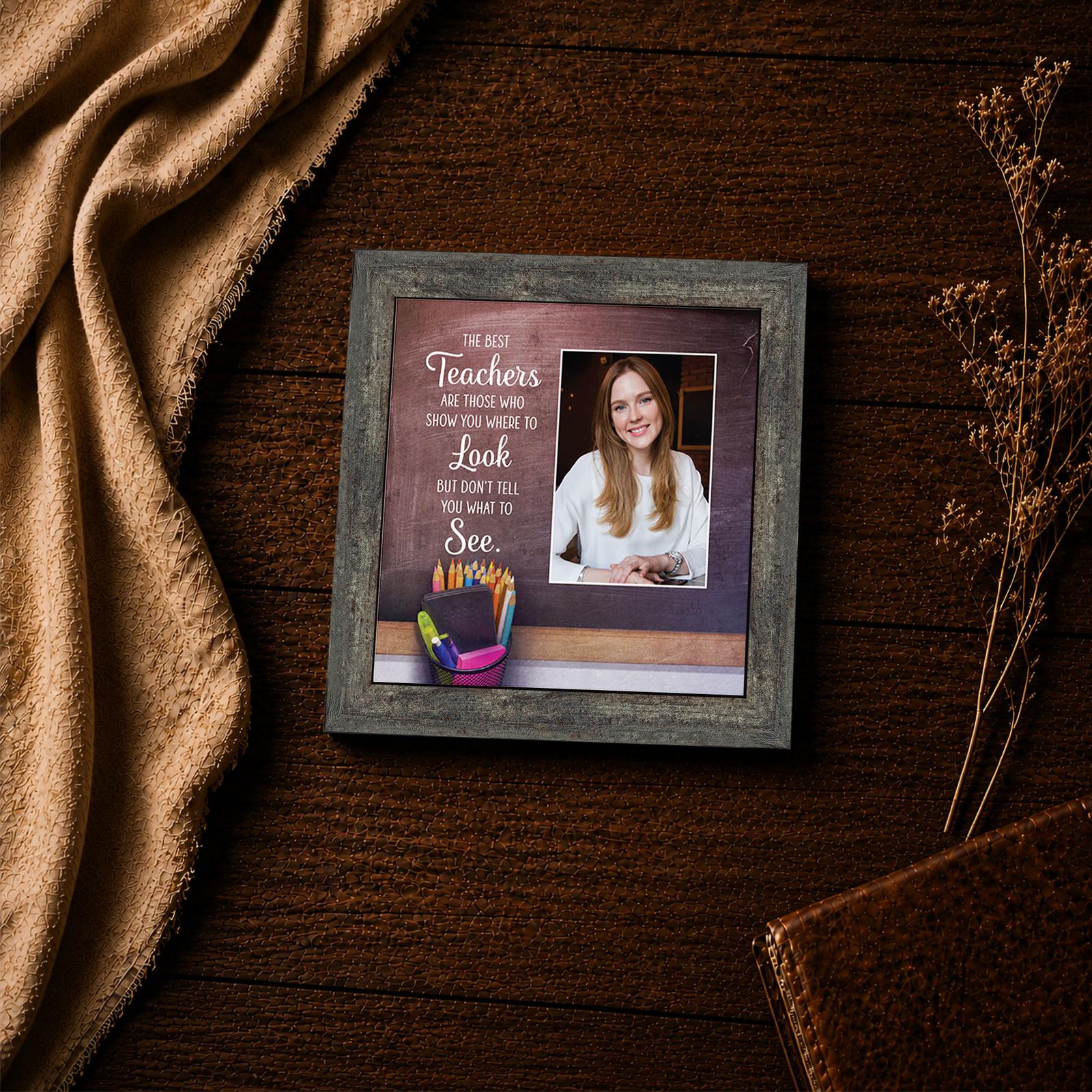 Teacher chalkboard quote close-up - colored pencils framed print