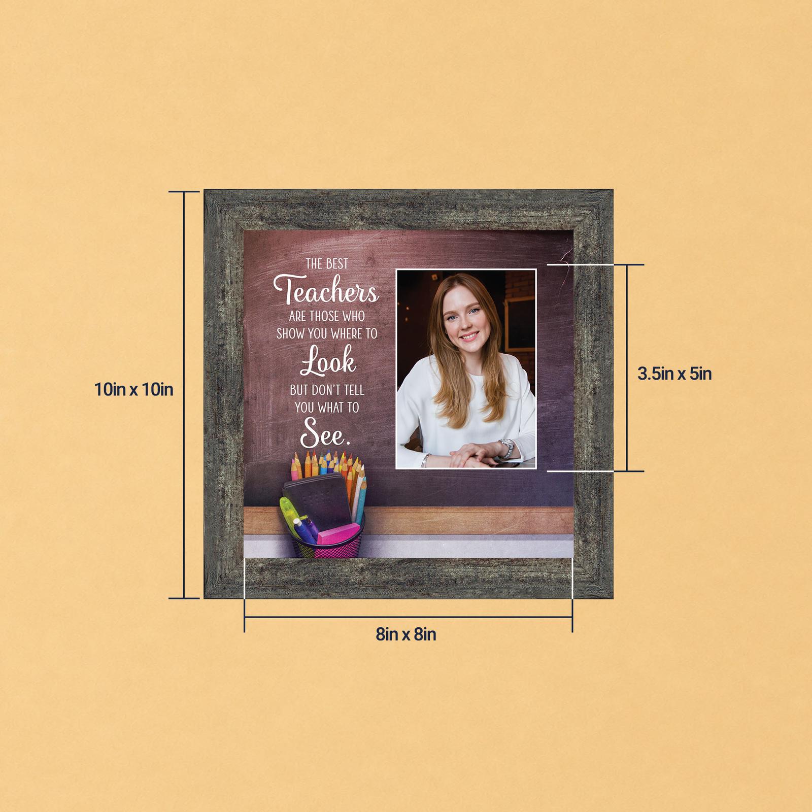 Thank You Teacher picture frame with photo opening, chalkboard quote by Crossroads Home Decor