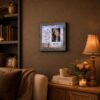 Her Smile framed wall art displayed on a bedroom shelf