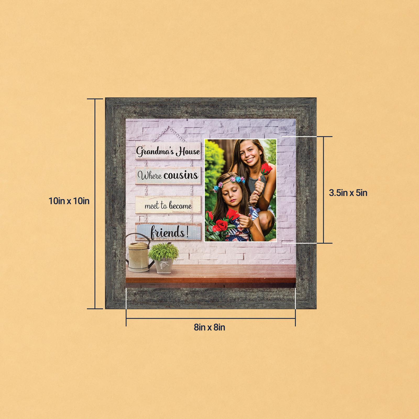 Grandma's House Where Cousins Meet to Become Friends picture frame with photo opening by Crossroads Home Decor