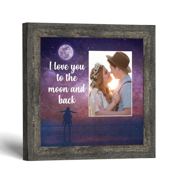 I Love You to the Moon and Back framed print with photo opening - Crossroads Home Decor