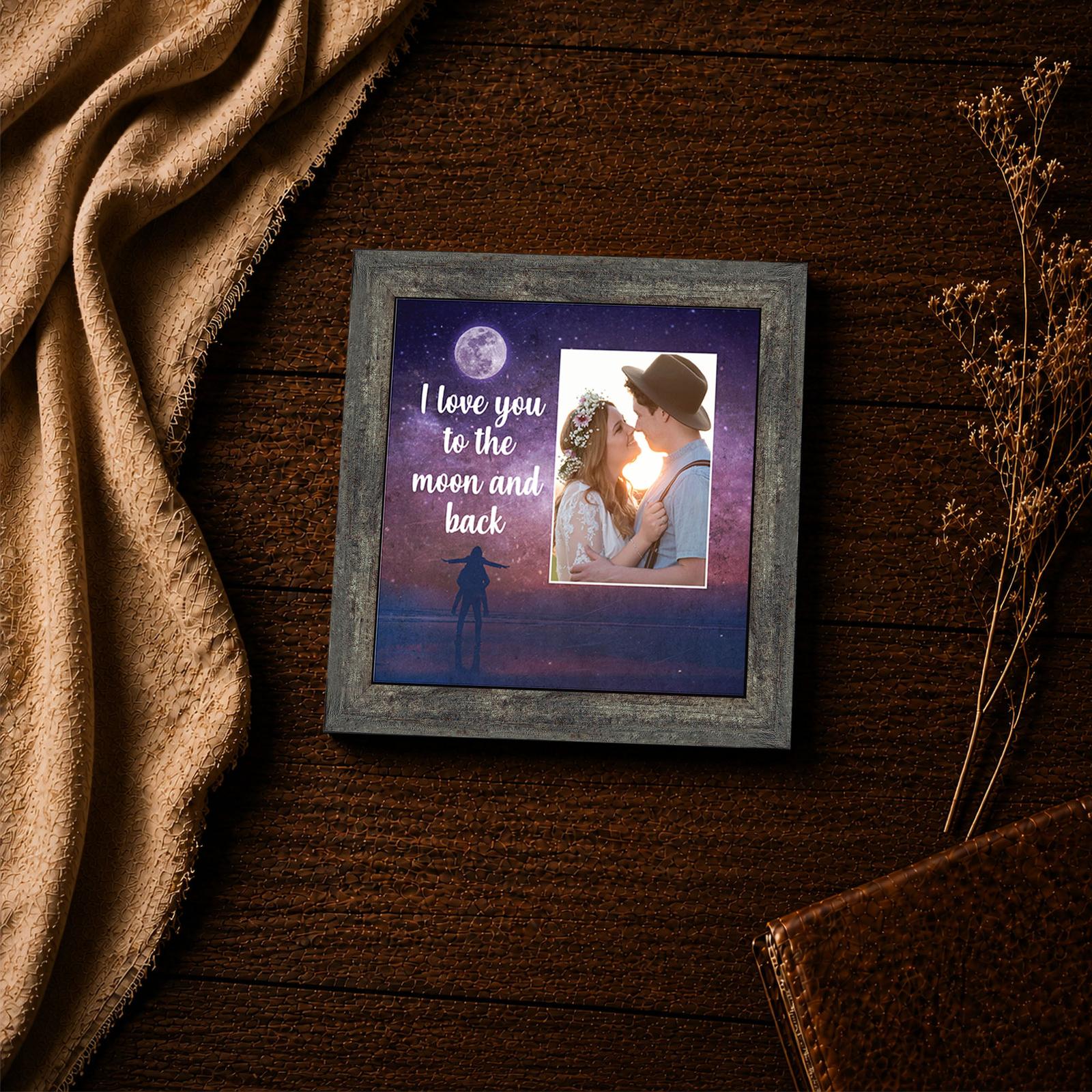 6441BW-4 I Love You to the Moon and Back picture frame - romantic inspirational wall art