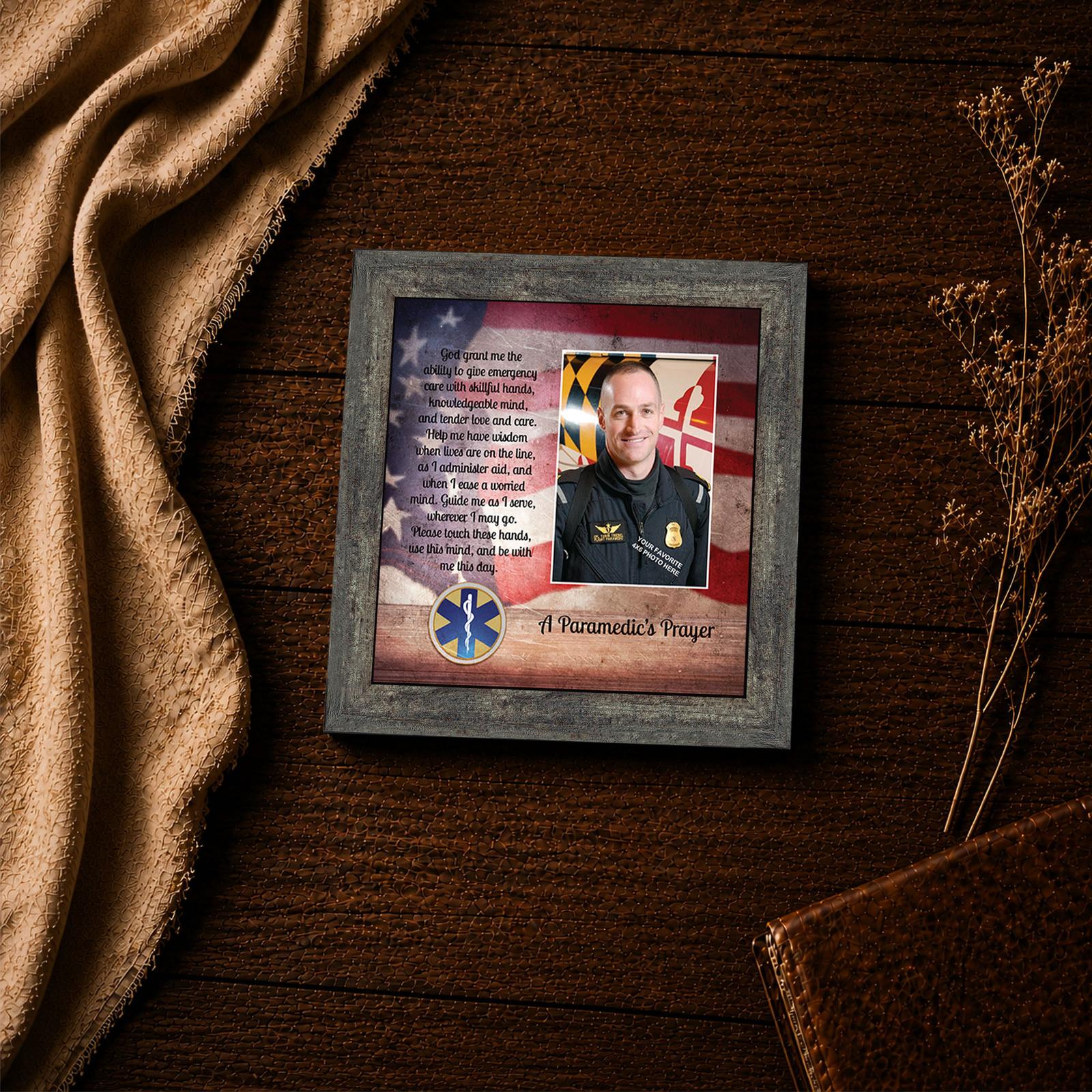 Paramedic's Prayer framed print - patriotic inspirational wall art