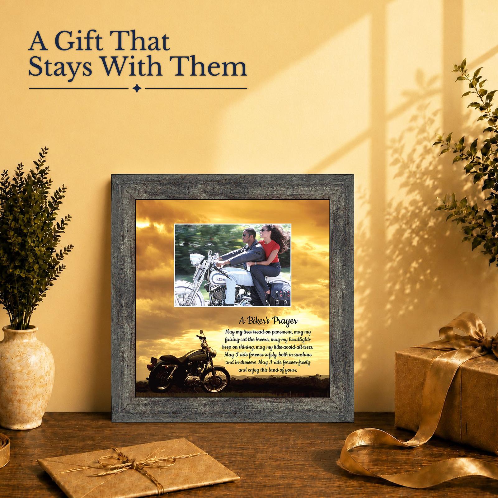 6451BW-2 Motorcycle gift - picture frame for a couple who ride
