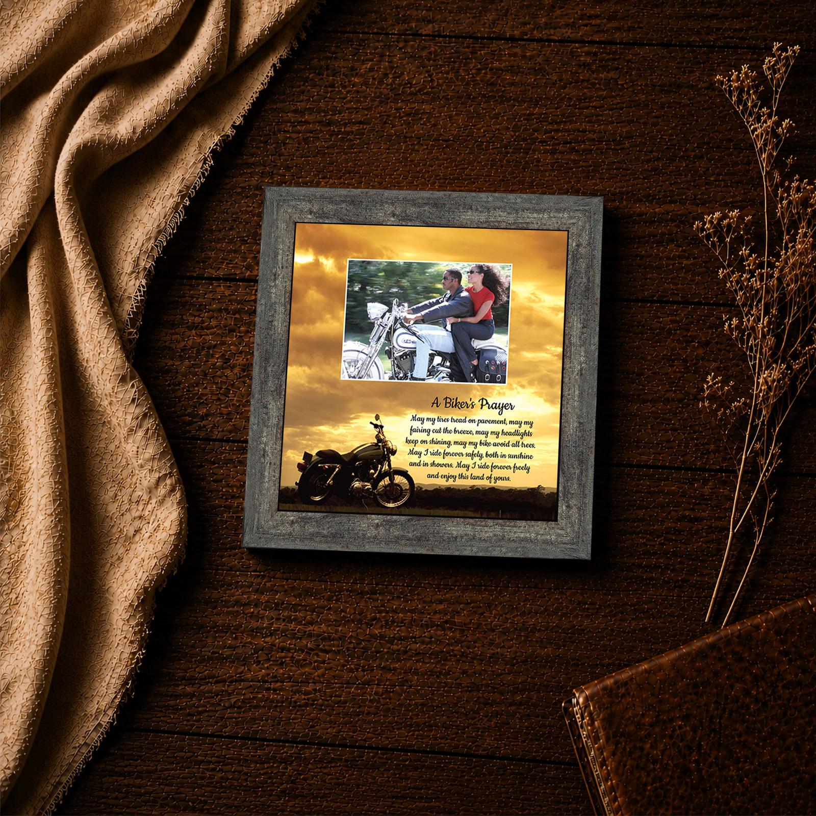 6451BW-4 A Biker's Prayer below a wide photo opening - motorcycle inspirational wall art