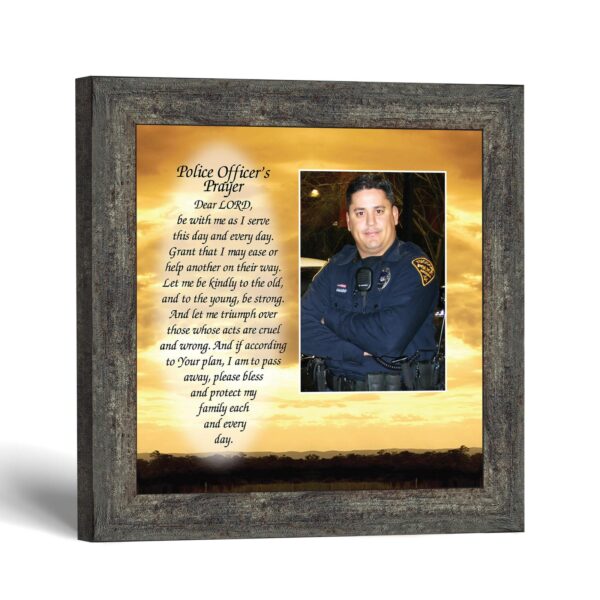 Police retirement picture frame - Officer's Prayer over a golden sunset