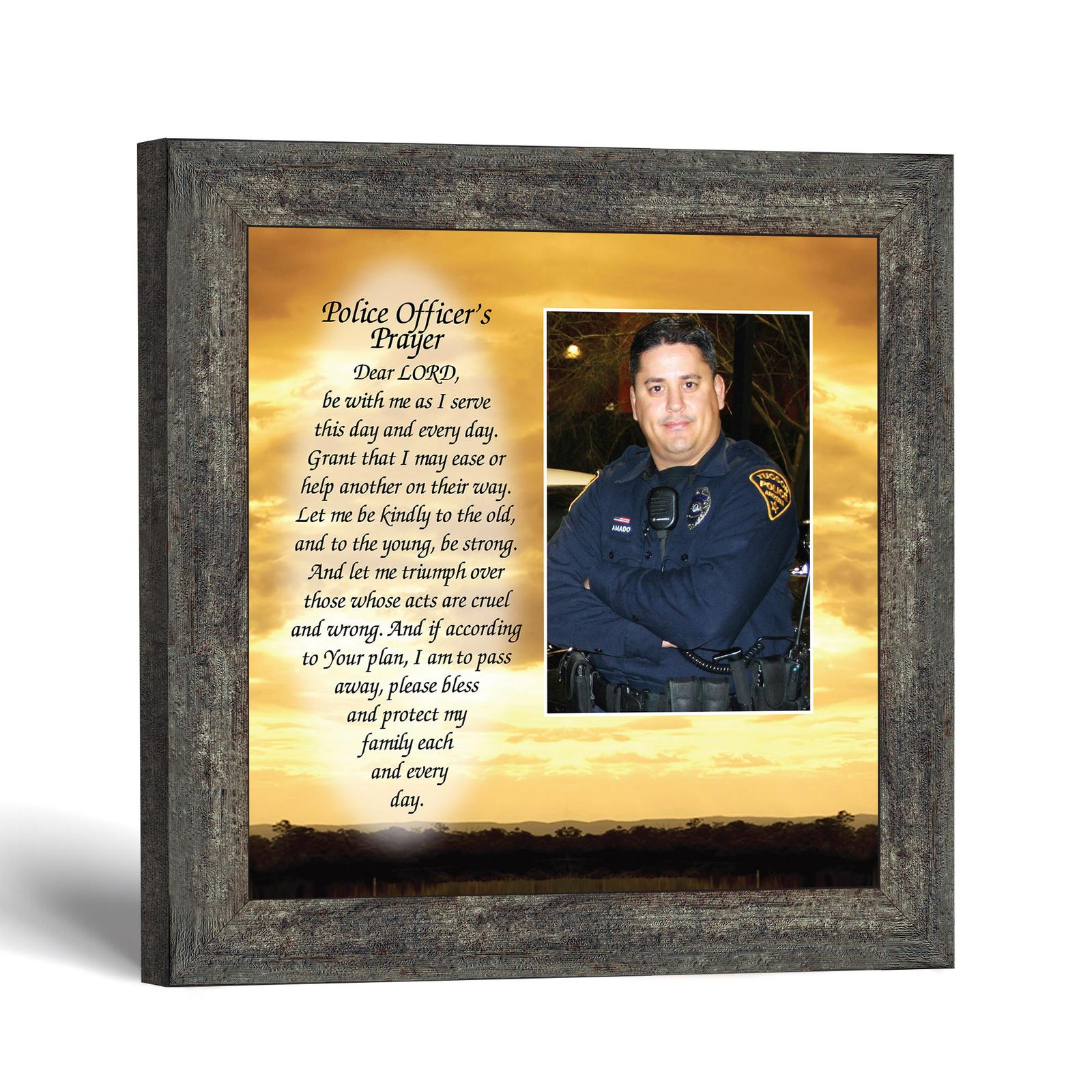 Police retirement picture frame - Officer's Prayer over a golden sunset