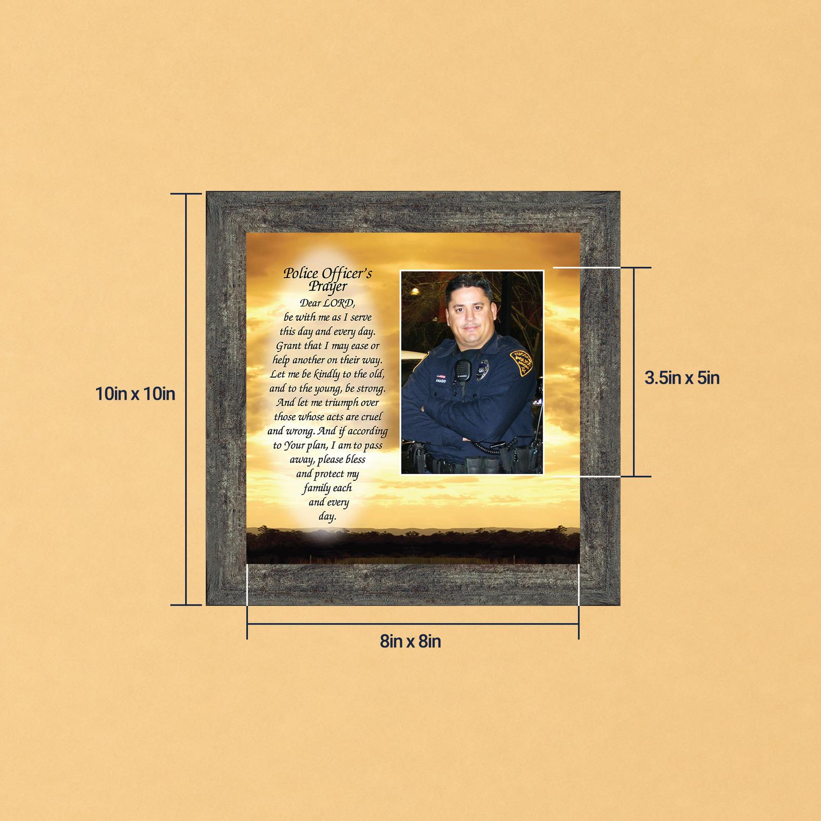 Police retirement picture frame - Officer's Prayer over a golden sunset