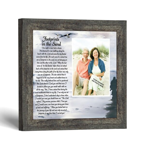 Footprints in the Sand photo frame with heavenly sky - Footprints in the Sand Poem by Crossroads Home Decor