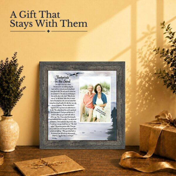 Footprints in the Sand gift - keepsake frame for someone leaning on faith