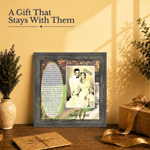 Golden anniversary gift - framed print with photo opening for parents