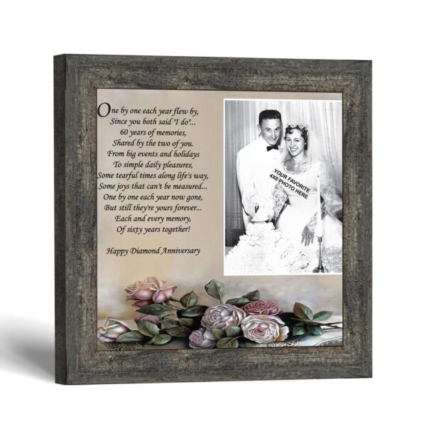 60th Diamond Anniversary framed print - Happy Diamond Anniversary Verse by Crossroads Home Decor