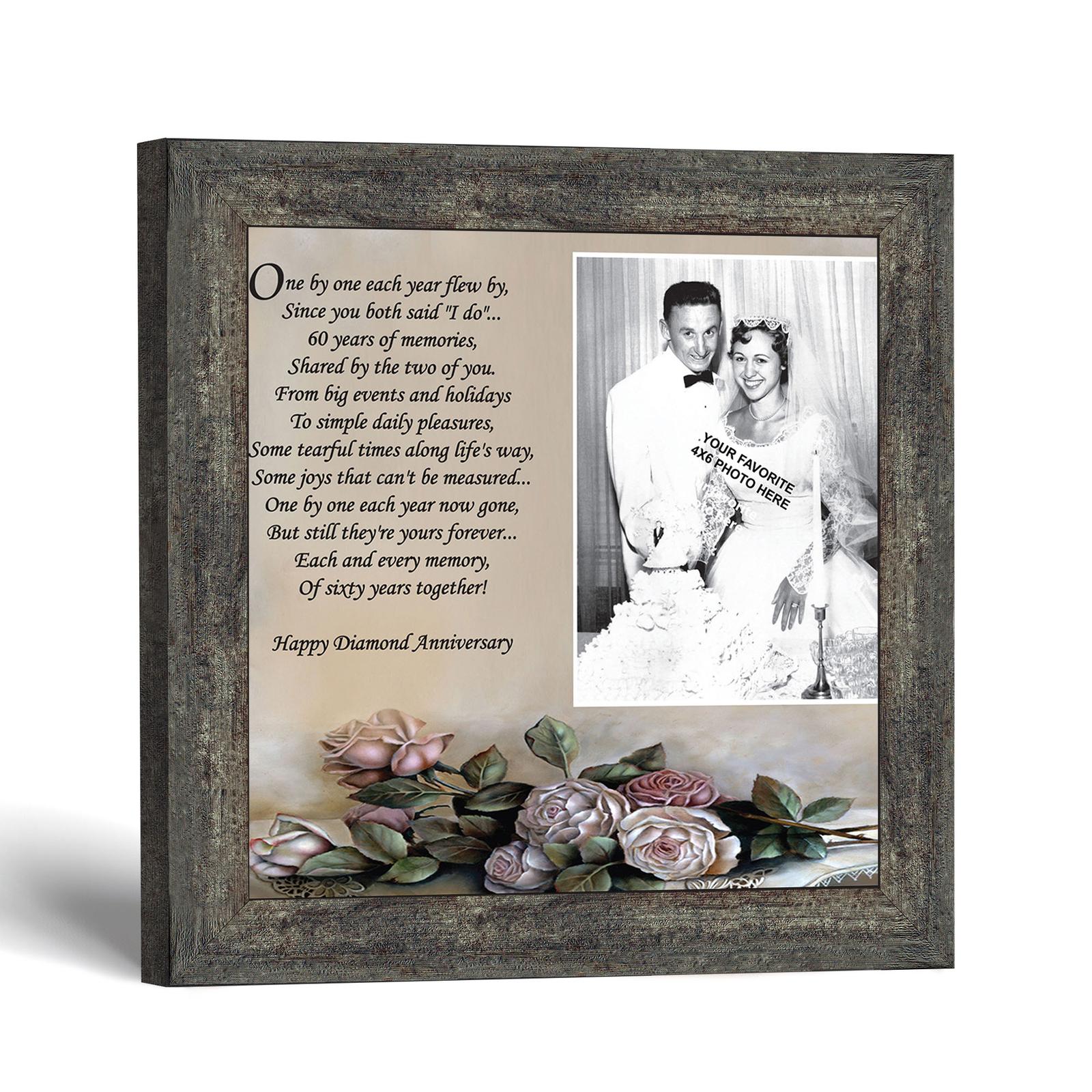 60th Diamond Anniversary framed print - Happy Diamond Anniversary Verse by Crossroads Home Decor