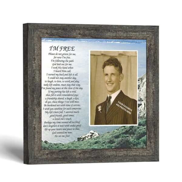 I'm Free memorial photo frame with mountain and sea scene - Crossroads Home Decor