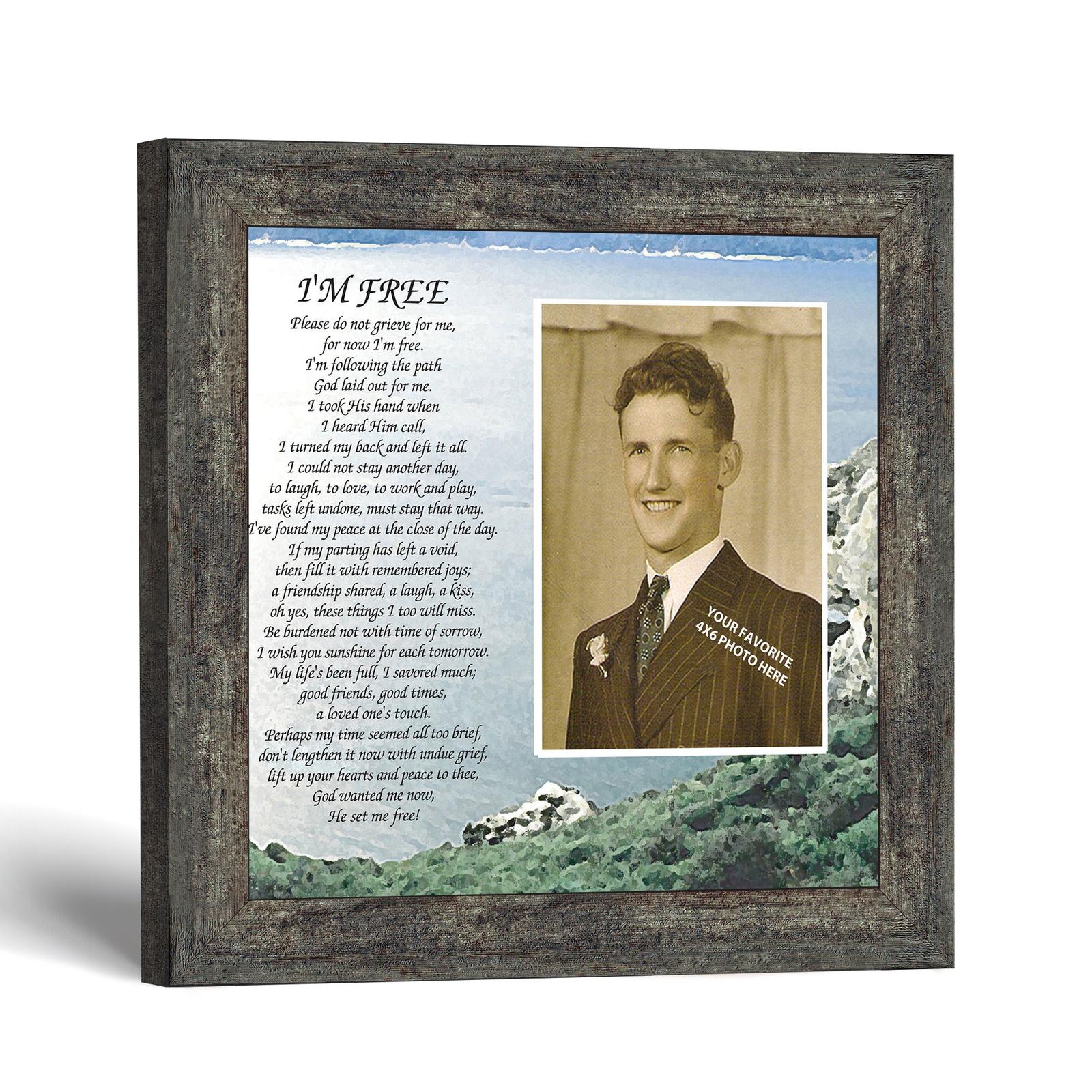 I'm Free memorial photo frame with mountain and sea scene - Crossroads Home Decor