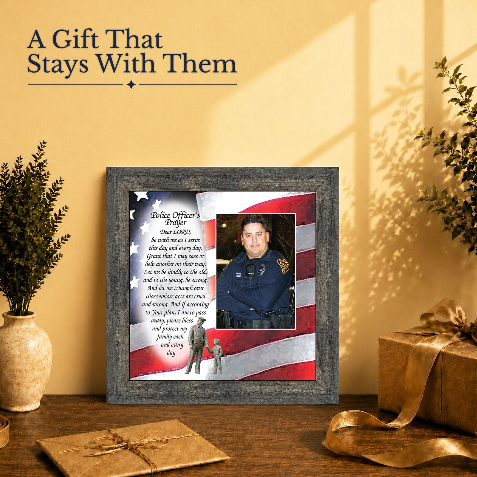 Police dad gift - prayer frame for an officer with young children