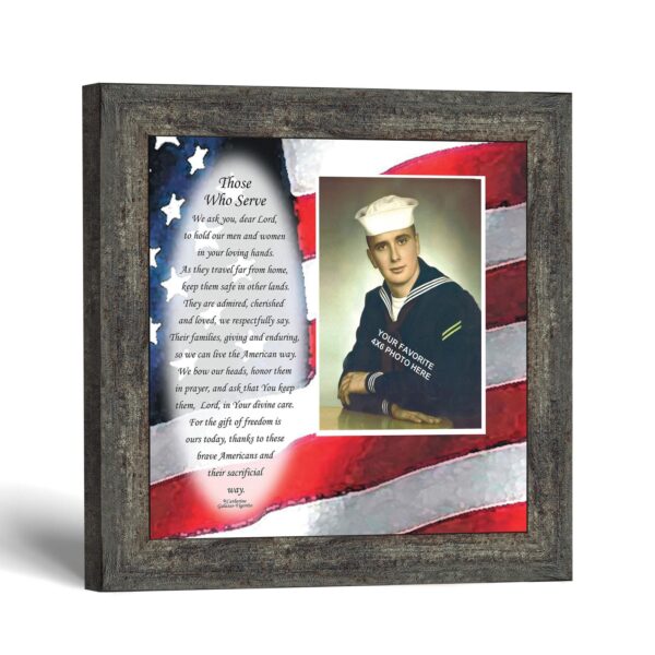 Military prayer picture frame american flag design with photo opening by Crossroads Home Decor