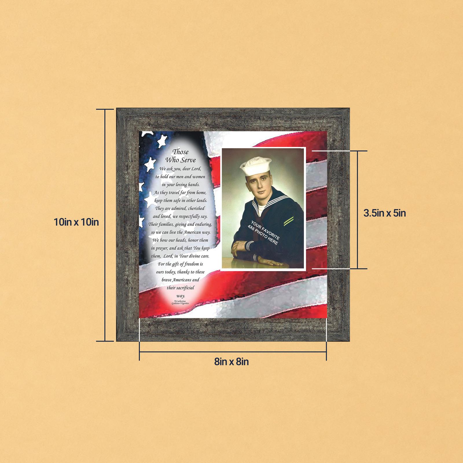 Military prayer picture frame american flag design with photo opening by Crossroads Home Decor