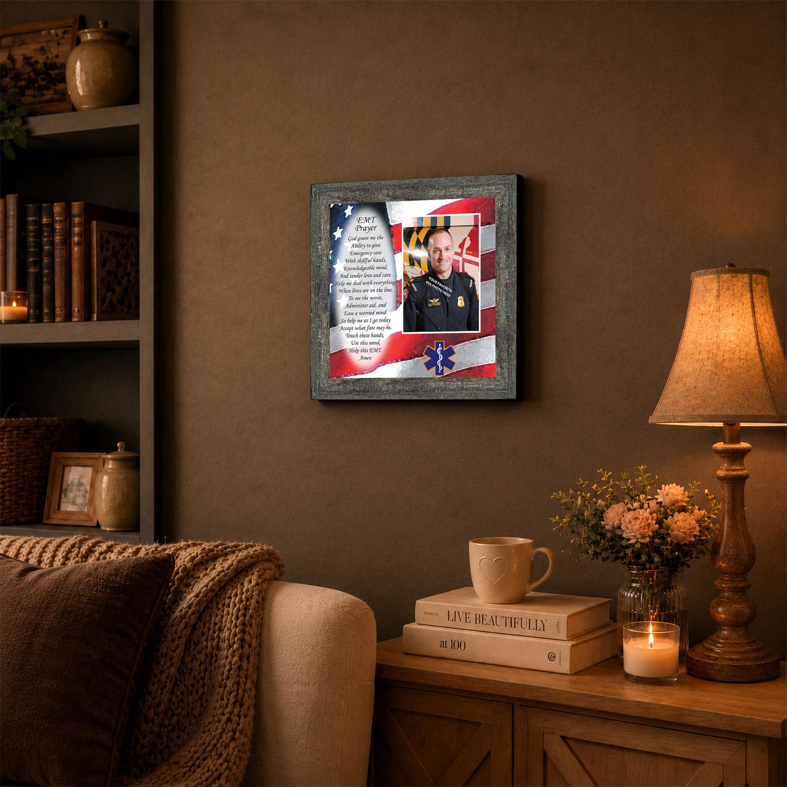 6799BW-3 Patriotic framed wall art displayed in a home office