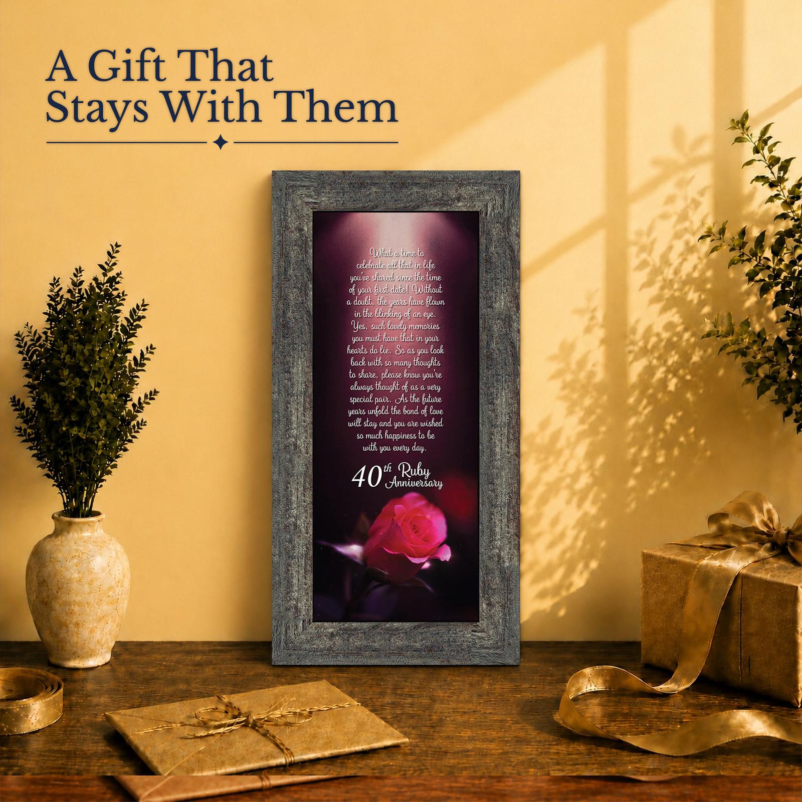 40th anniversary gift - framed print for parents celebrating a ruby wedding