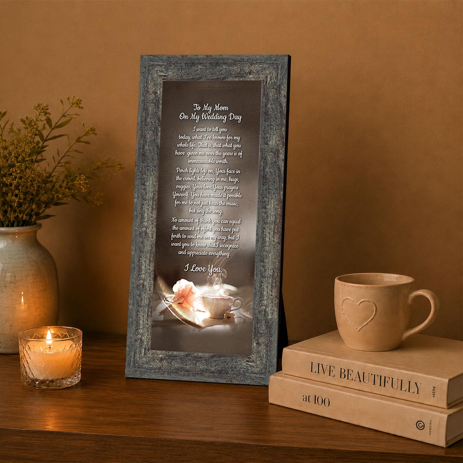 7334BW-3 Wedding day poem framed wall art displayed in a bedroom