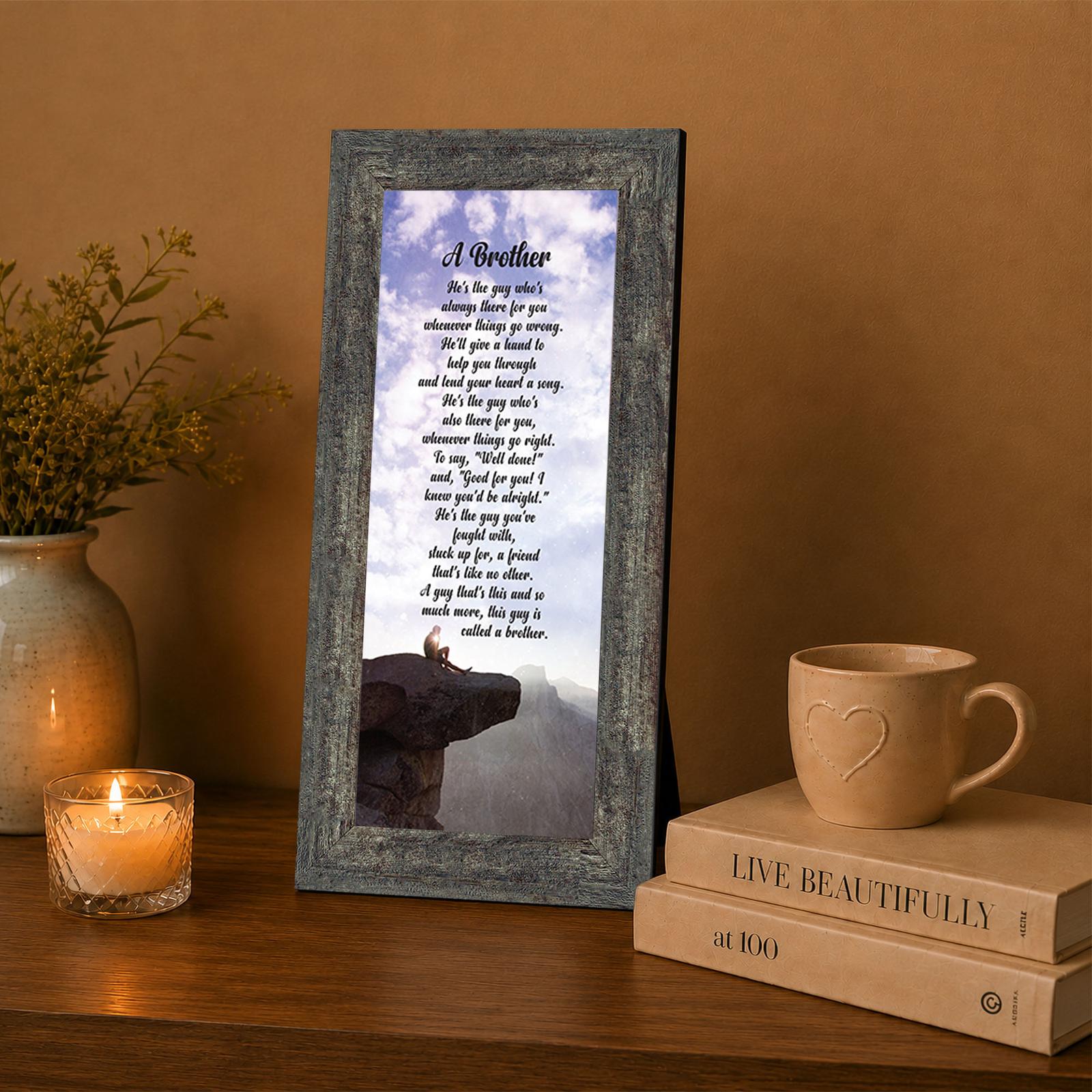 Brother poem framed wall art displayed in a living room