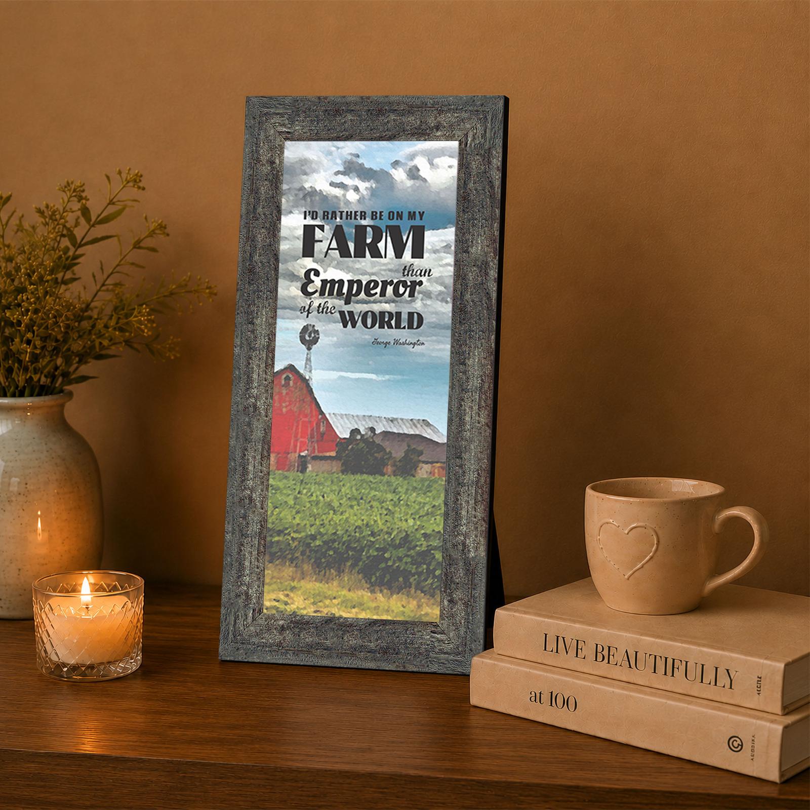 Farm quote framed wall art displayed in a farmhouse kitchen