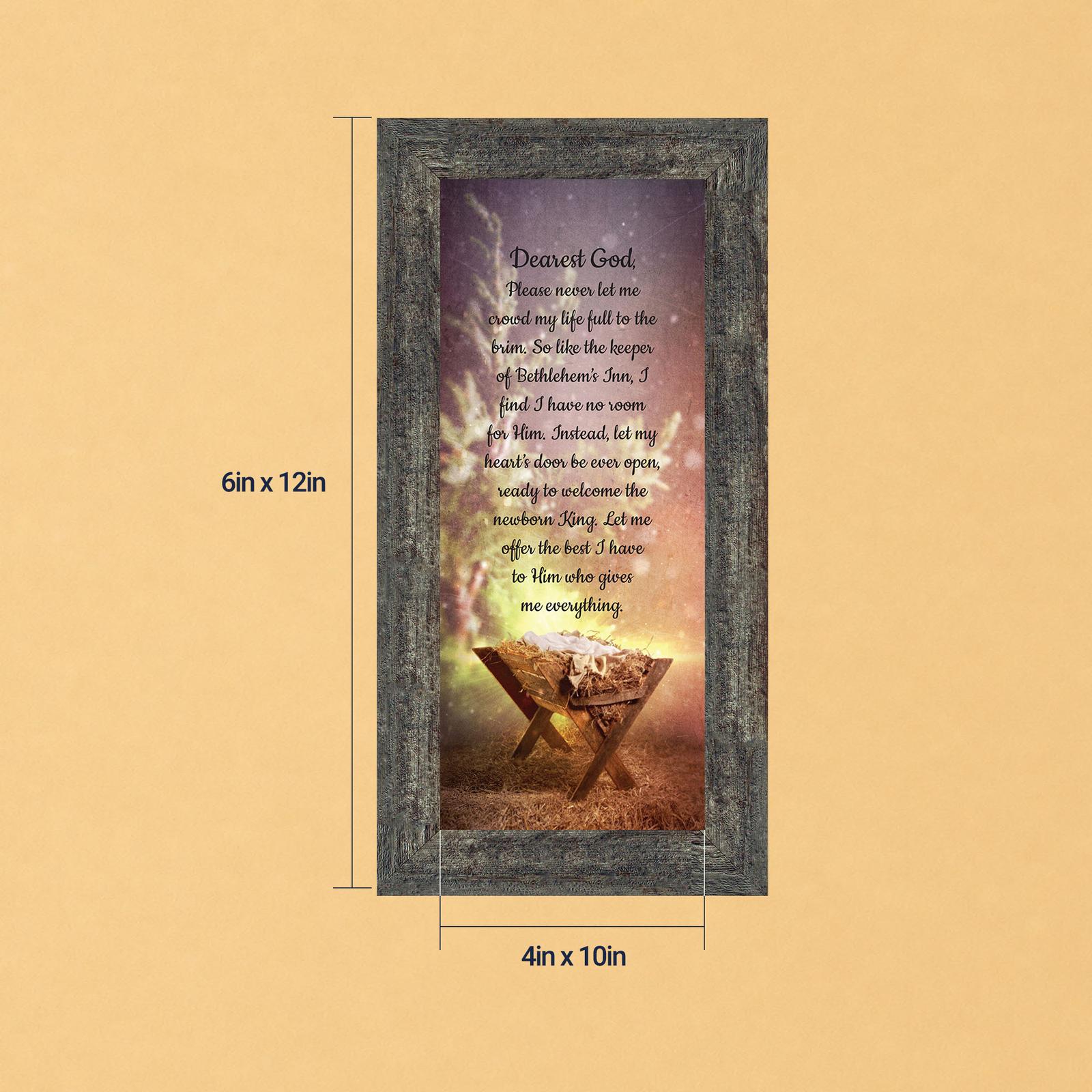Innkeeper's Prayer framed print over a manger scene - Crossroads Home Decor