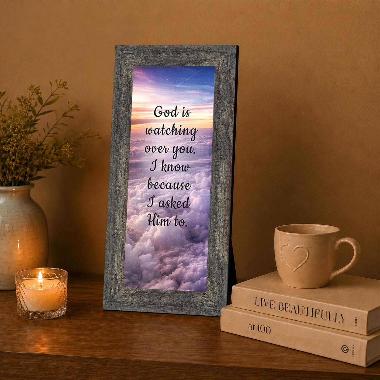 God Is Watching Over You framed wall art displayed in a bedroom