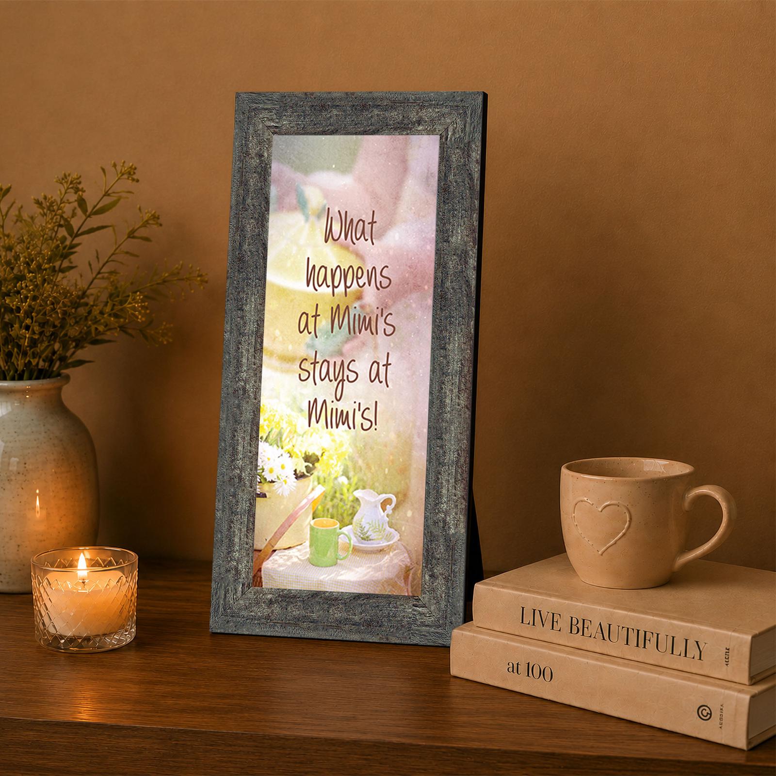 Mimi framed wall art displayed in a kitchen