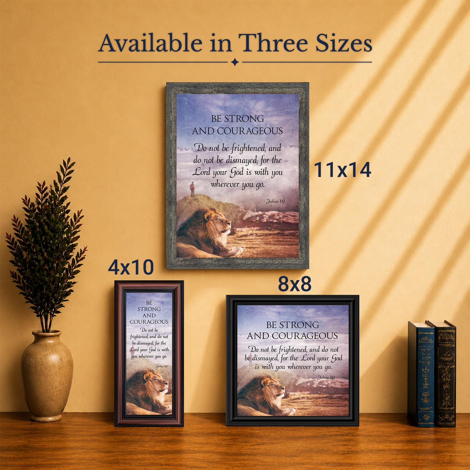 Joshua 1:9 lion wall art - Made in USA family-owned faith-based wall art