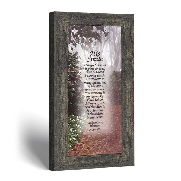 Memorial poem framed print - His Smile garden path keepsake by Crossroads Home Decor
