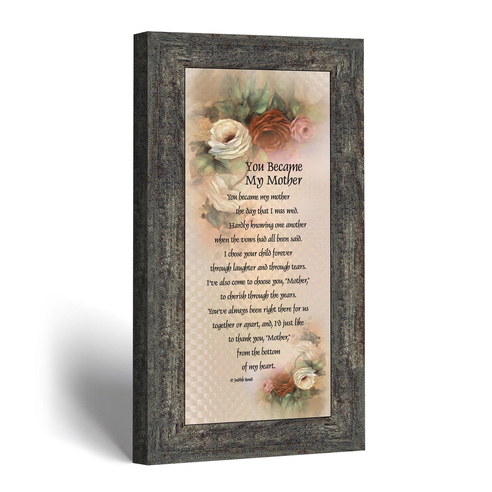 Mother in law framed print with antique rose design by Crossroads Home Decor