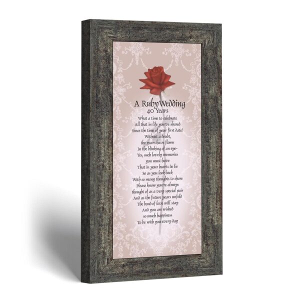 Ruby wedding anniversary print - A Ruby Wedding verse by Crossroads Home Decor