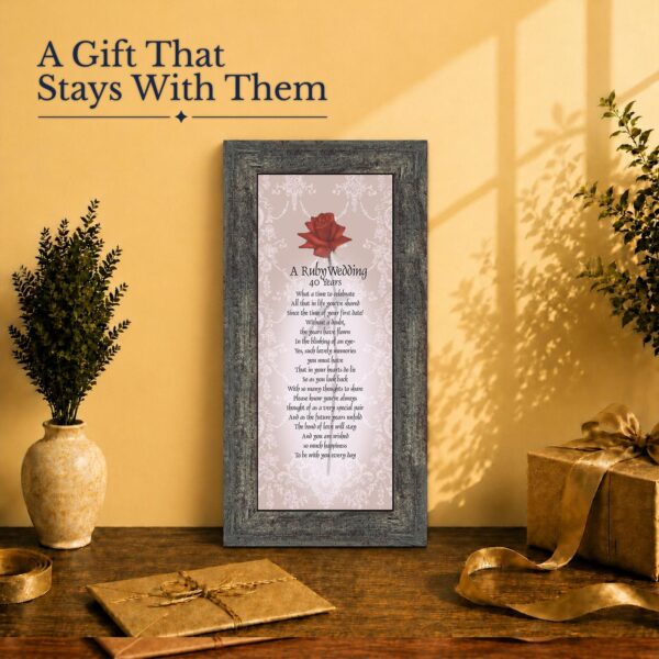 Ruby wedding anniversary gift - framed print for parents celebrating forty years