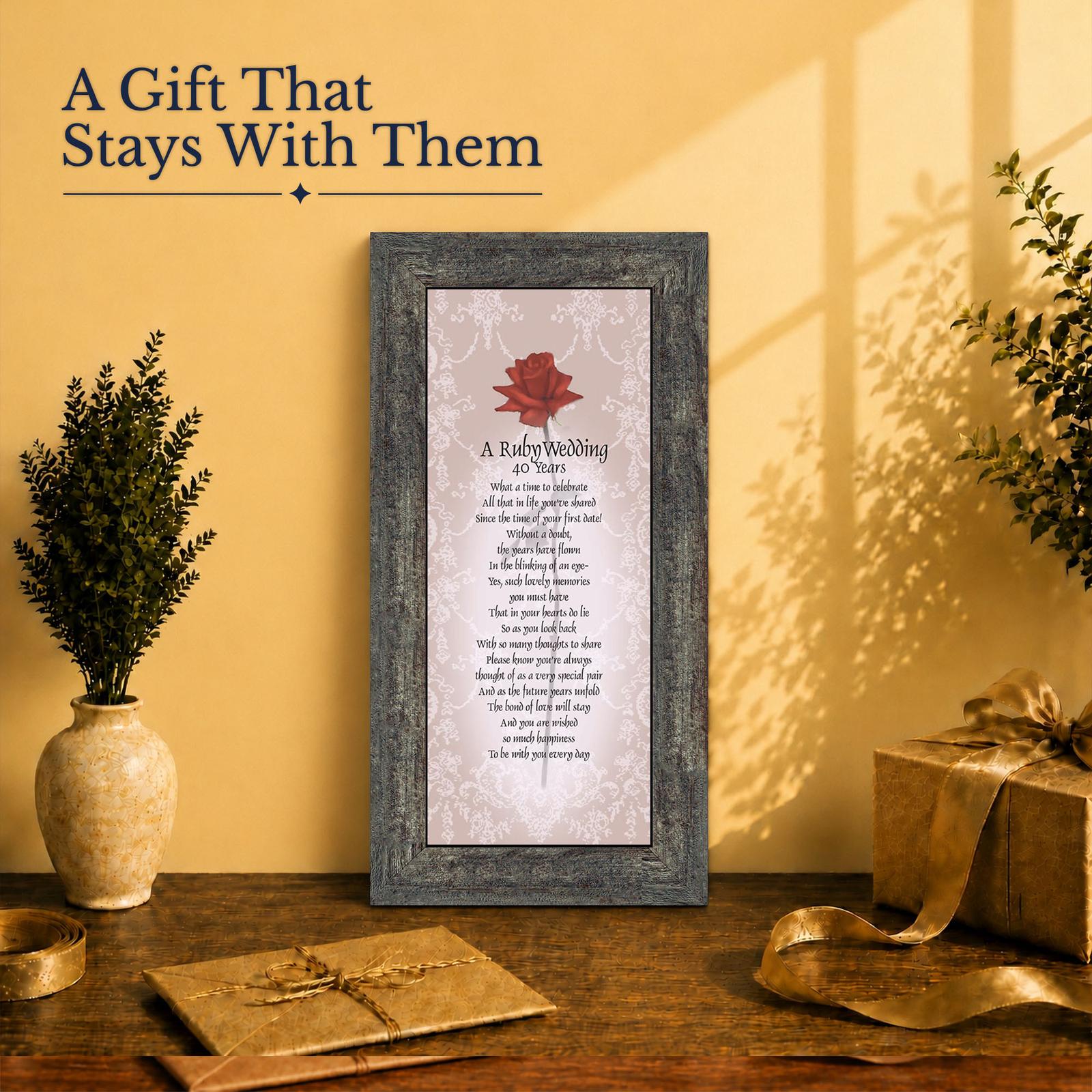 7776BW-2 Ruby wedding anniversary gift - framed print for parents celebrating forty years