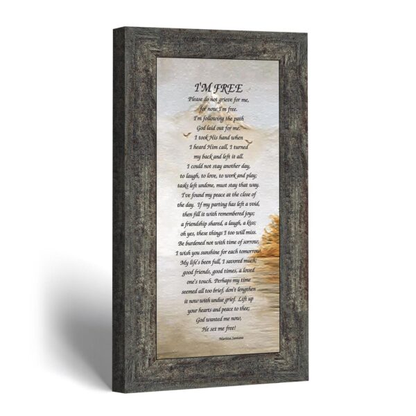 I'm Free poem framed print with mountain and autumn tree scene - Crossroads Home Decor