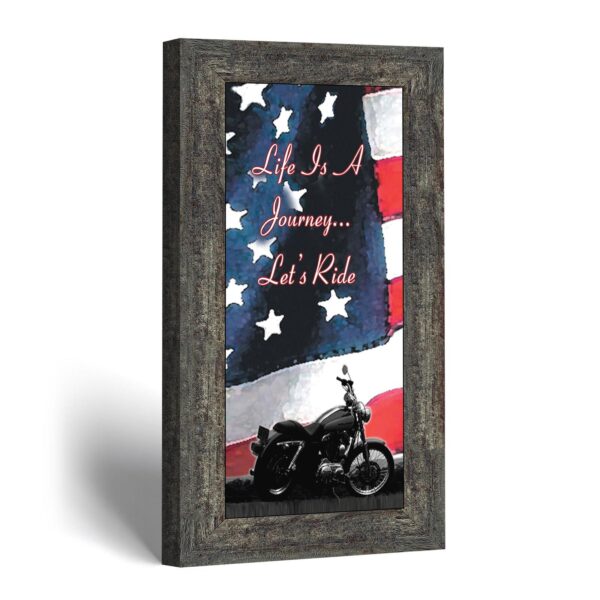 American flag motorcycle wall art - Life Is a Journey, Let's Ride by Crossroads Home Decor