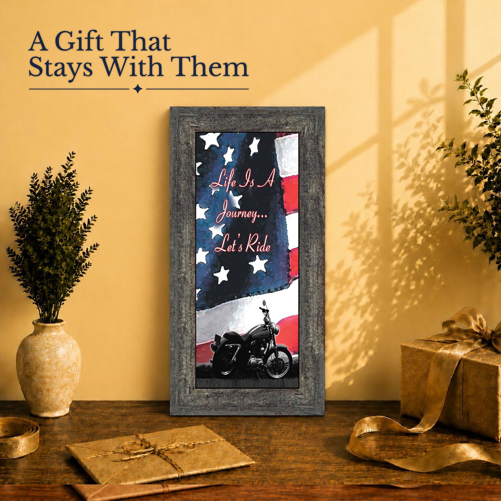7851BW-2 Life Is a Journey, Let's Ride flag print gift - for a husband, veteran, or fellow rider