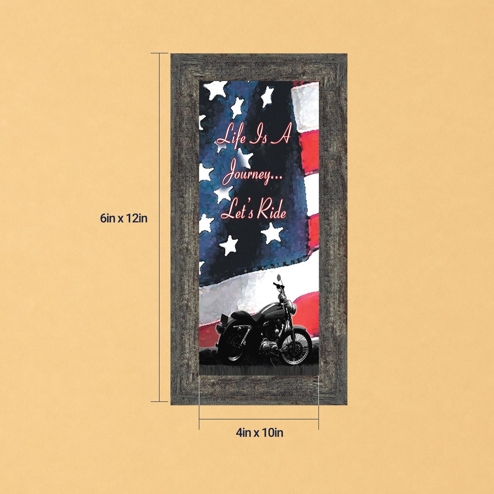 7851BW-8 American flag motorcycle wall art - Life Is a Journey, Let's Ride by Crossroads Home Decor
