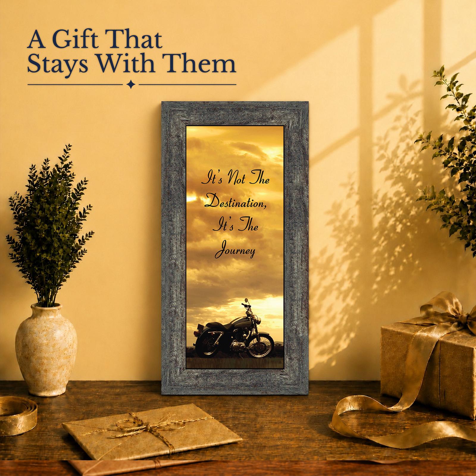 Motorcycle journey quote gift - framed print for a rider